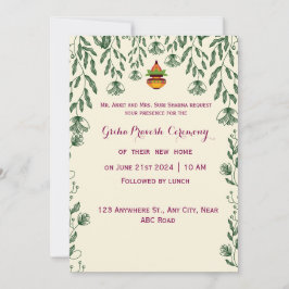 Convite Cerimônia de Griha Pravesh