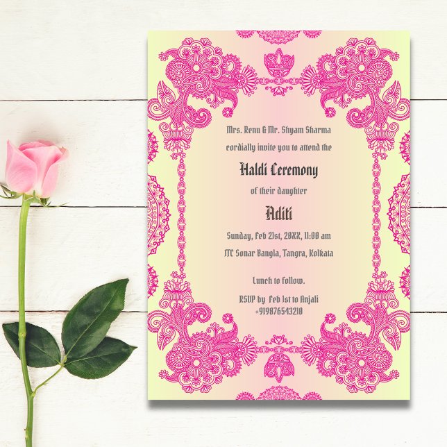Convite Cerimônia de Haldi de Pré-Casamento Indiano (Criador carregado)