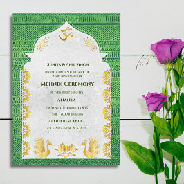 Convite Cerimônia de Mehndi da Noiva Indiana Desenho de Pa