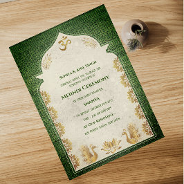 Convite Cerimônia de Mehndi da Noiva Indiana Desenho de Pa