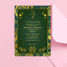 Convite Cerimônia de Mehndi da Noiva Indiana Desenho Doura