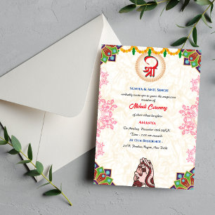 Convite Cerimônia de Mehndi da Noiva Indiana Ganesha Chakr