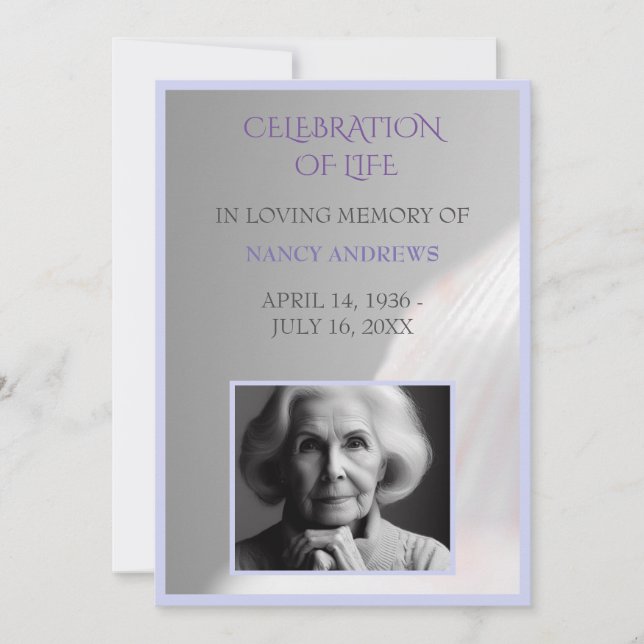 Convite Cerimônia de Memória Funeral Puro Shell Light (Frente)