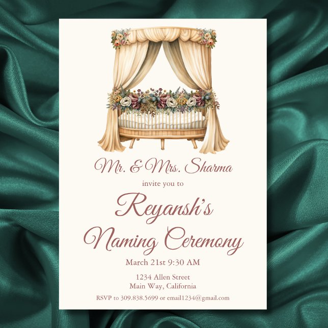 Convite Cerimônia de Naming de Menina ou Bela Criança (Criador carregado)