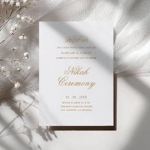 Convite Cerimônia de Nikah com Letra Moderna Simples em Ou