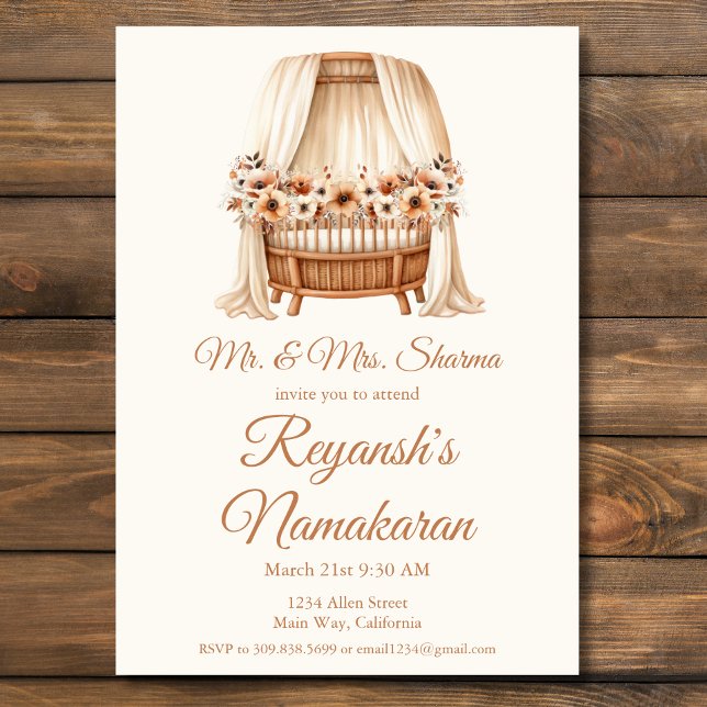 Convite Cerimônia de nomeação de Baby Girl ou Boy Namakara (Criador carregado)