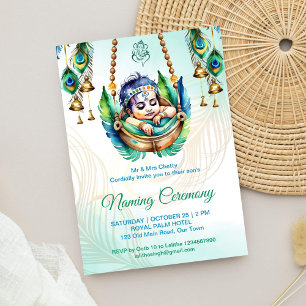 Convite Cerimônia de nomeação de Baby Krishna Namkaran na 