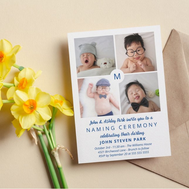 Convite Cerimônia de nomeação de colagem de fotos com mono (Criador carregado)