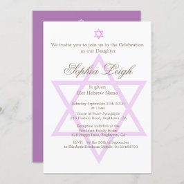 Convite Cerimônia de nomeação de mulheres roxas judaicas