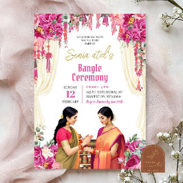 Convite Cerimônia de Pulseira Pink Fuchsia India