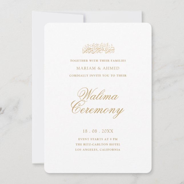 Convite Cerimônia de Recepção Walima Minimalista Moderna e (Frente)