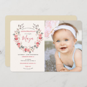 Convite Cerimônia de rosa Wreath First Rice