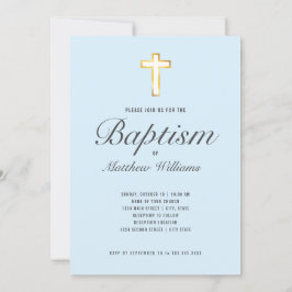 Convite Cerimônia do Batismo Moderno Faux Gold Foil Cross