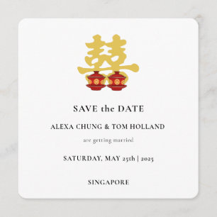 Convite Cerimônia do Chá Casamento Chinês Save the Date