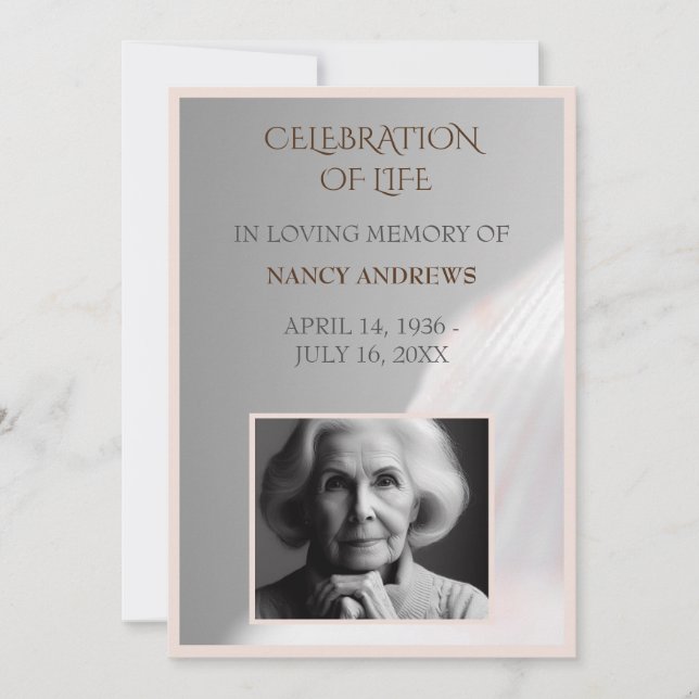 Convite Cerimônia do Memorial Funeral Shell Pink (Frente)