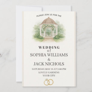 Convite Cerimônia Elegante de Casamento por Aquarela - Bei