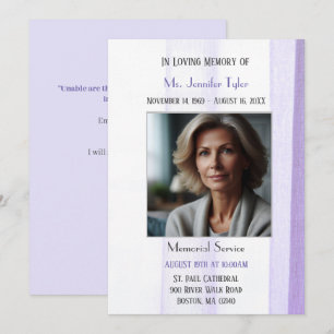 Convite Cerimônia Elegante do Funeral Purple