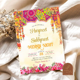 Convite Cerimônia Floral de Mehndi à Noite Casamento India