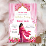 Convite Cerimônia Floral Fuschia Red Half Saree Indian<br><div class="desc">Convite à Cerimônia de Half Saree,  Puberty Ritu Kala Samskaram,  Convite Langa Voni</div>