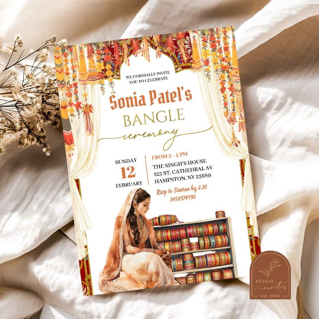 Convite Cerimônia Floral India Bangle Choora (Criador carregado)