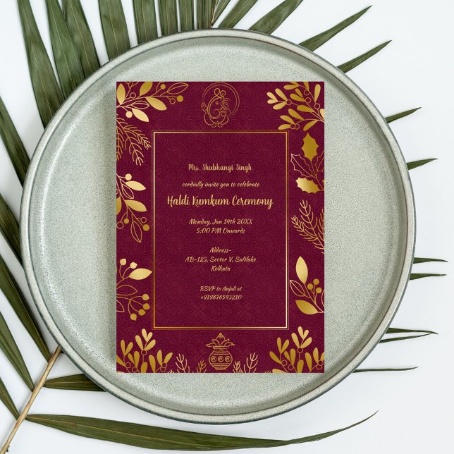 Convite Cerimônia Haldi Kumkum (Criador carregado)