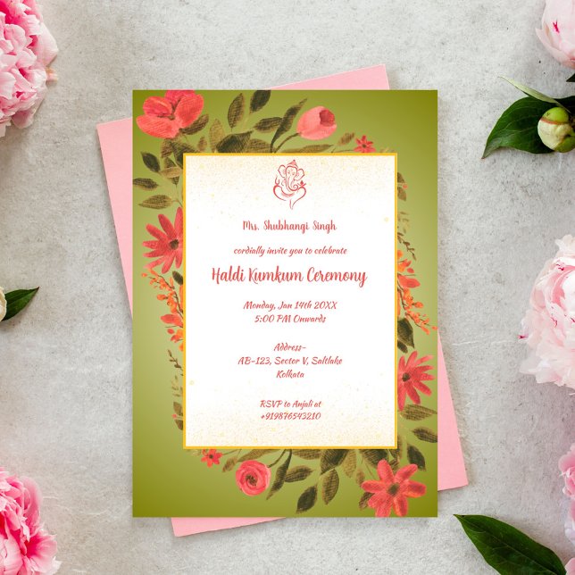 Convite Cerimônia Haldi Kumkum (Criador carregado)