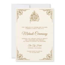 Cerimônia Islâmica de Mehndi em Creme e Dourado
