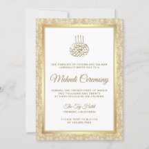 Cerimônia Islâmica de Mehndi em Damasco Dourado e 