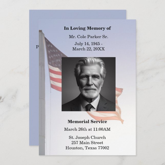 Convite Cerimônia Memorial Funeral da Bandeira Militar Ame (Frente/Verso)