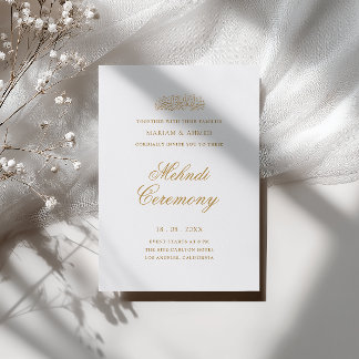 Convite Cerimônia Minimalista de Henna Mehndi em Dourado M