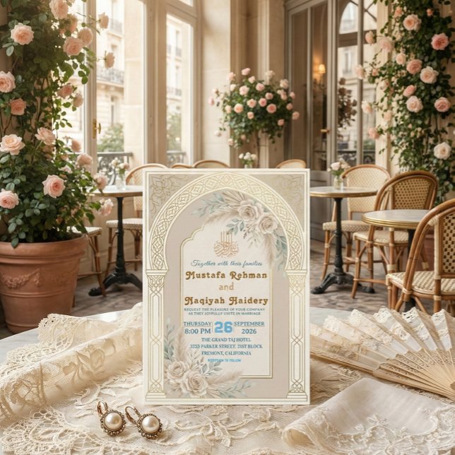 Convite Cerimônia Moderna de Nikkah Islâmica Boho (Criador carregado)
