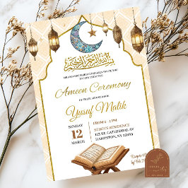 Convite Cerimônia Muçulmana Bismillah Al Corão Ameen
