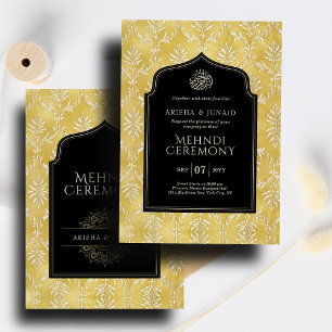 Convite Cerimônia Muçulmana do Ouro Real Islâmico Damask