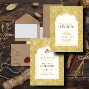 Convite Cerimônia Muçulmana do Ouro Real Islâmico Damask