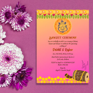 Convite Cerimônia Sangeet Pré-Casamento Indiana