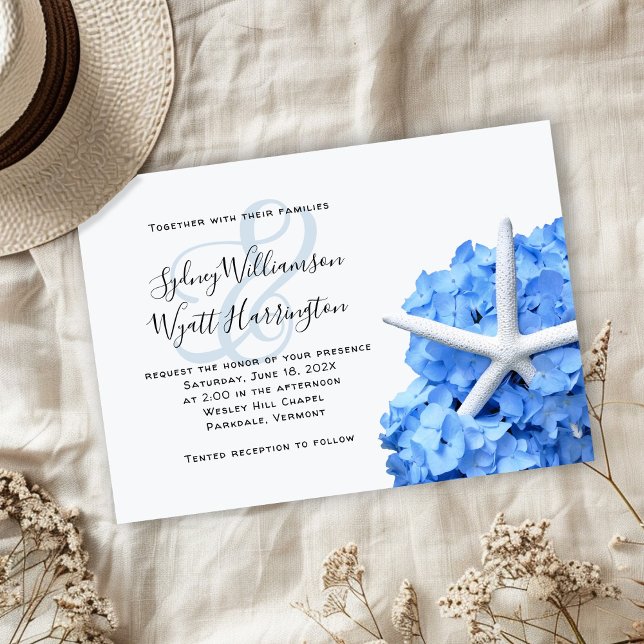 Convite Cerimônia Simples de Hydrangea Azul (Criador carregado)