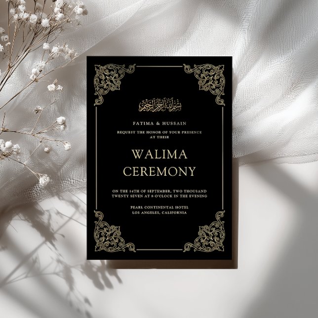 Convite Cerimônia Vintage Baroque Walima Muçulmana Islâmic (Criador carregado)