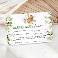 Certificado de Adoção de Animais Selvagens Safari