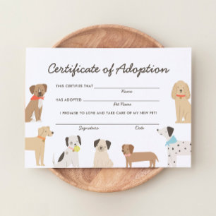 Convite Certificado de Adoção de Aniversário do Cão