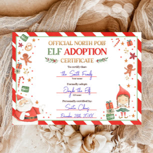 Convite Certificado de Adoção Elf Adotar um Natal Elf