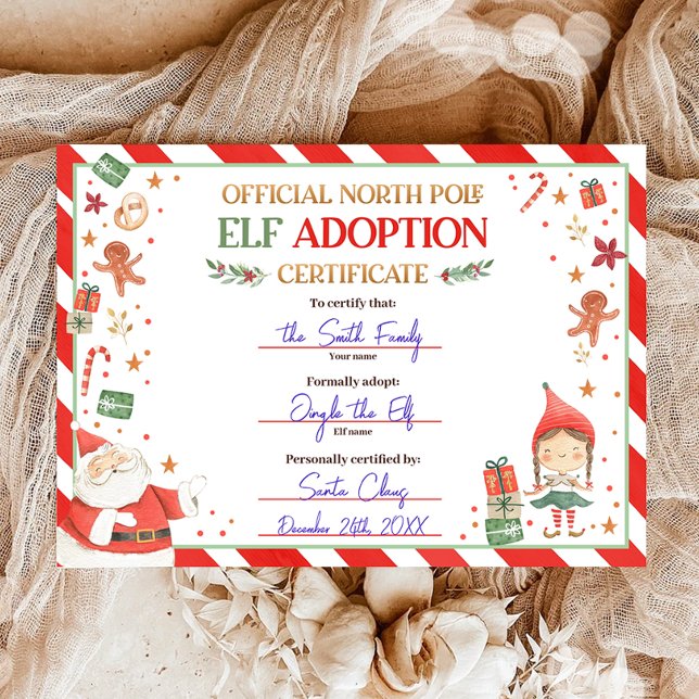 Convite Certificado de Adoção Elf Adotar um Natal Elf (Criador carregado)
