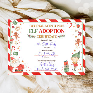 Convite Certificado de Adoção Elf Adotar um Natal Elf