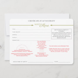 Convite Certificado de Autenticidade