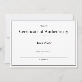 Convite Certificado de Autenticidade Matriz para Arte