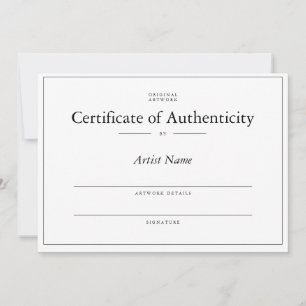 Convite Certificado de Autenticidade Matriz para Arte
