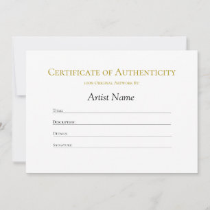 Convite Certificado de autenticidade mínimo limpo