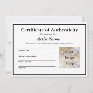 Convite Certificado de Autenticidade para Arte com Foto