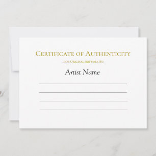 Convite Certificado de Autenticidade para Arte, Minimalist