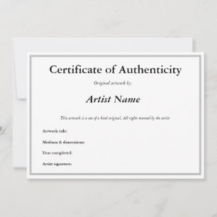 Convite Certificado de autenticidade personalizável para