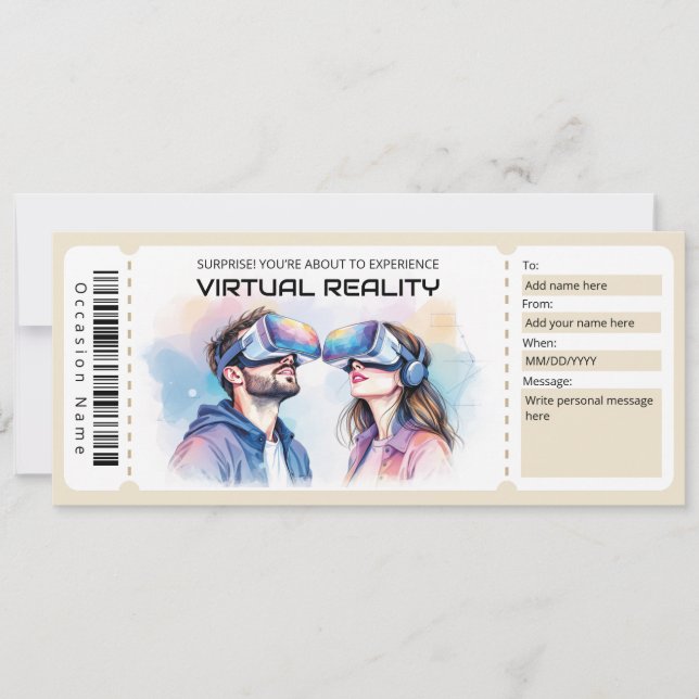 Convite Certificado de Bilhete de Experiência de RV (Frente)